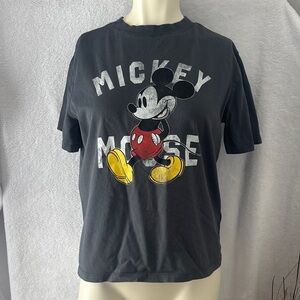 Disney H&M‎ Mickey Mouse Graphic T-Shirt Gray Cotton Blend Size S
